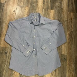 Van Heusen Shirt 17 34/35 Long Sleeve Blue Button Up Mens Striped Business